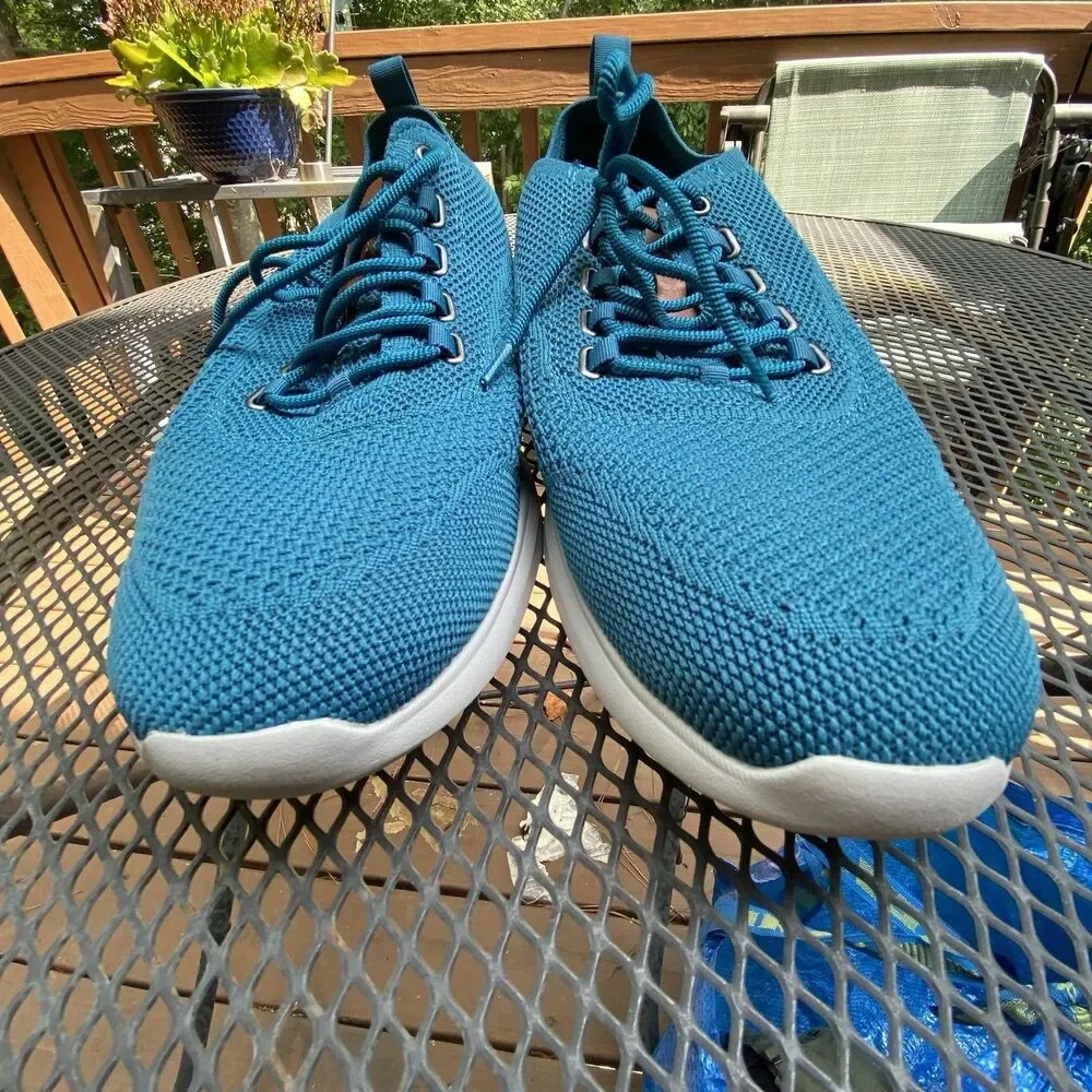Johnston Murphy Amherst Knit Lace Up Men's 11.5 Teal Blue 258519